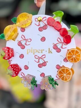 New Piper K Summer Fun Colorful Fruits Mini Hair Clips strawberry oranges lemon